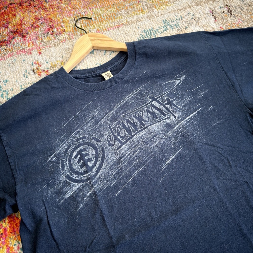 Vintage 2000s Element Skateboards Graphic T-Shirt Size L Dark Navy Blue